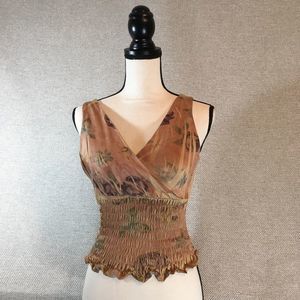 Tan Jennifer City Flower Crop Top
